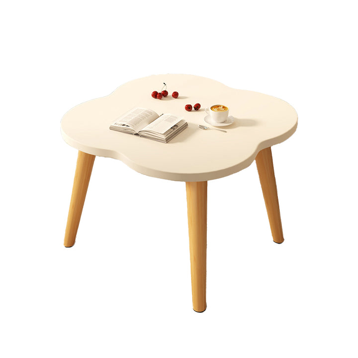 Modern Minimalist Engineered Wood Metal Clover-Shaped End Table 1-Tier For Living Room