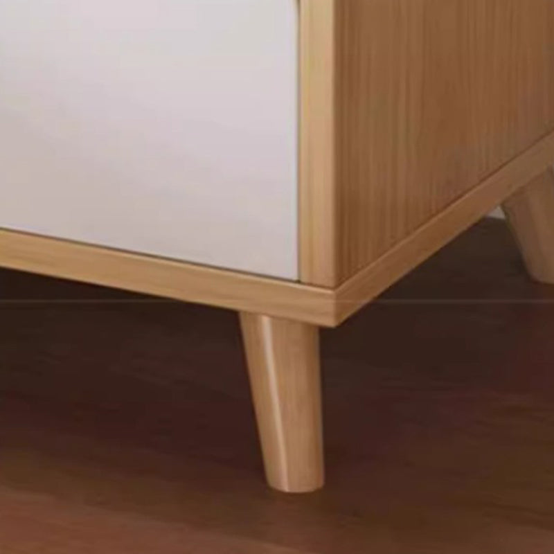 Table de chevet cylindrique rectangulaire en bois massif minimaliste moderne à 2 tiroirs pour chambre 