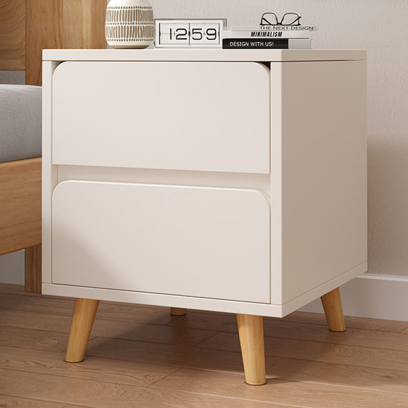 Table de chevet cylindrique rectangulaire en bois massif minimaliste moderne à 2 tiroirs pour chambre 