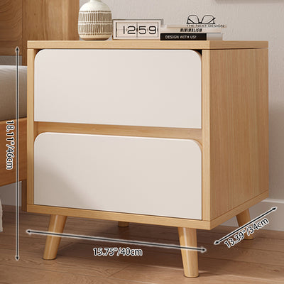 Table de chevet cylindrique rectangulaire en bois massif minimaliste moderne à 2 tiroirs pour chambre 
