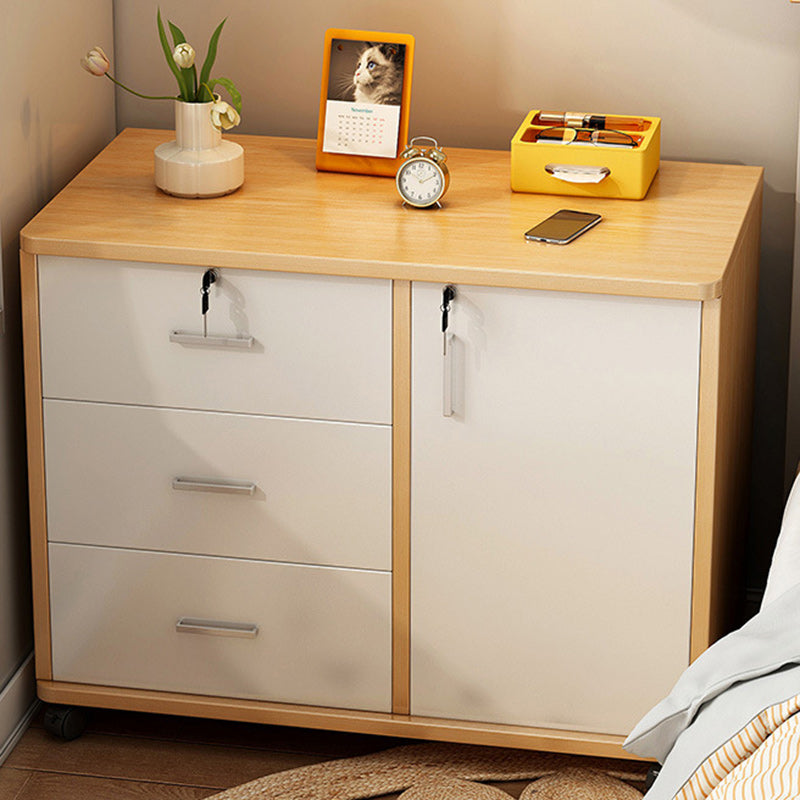 Modern Minimalist Sintered Stone Wood Metal Rectangular Round Side Table 3-Drawer For Living Room
