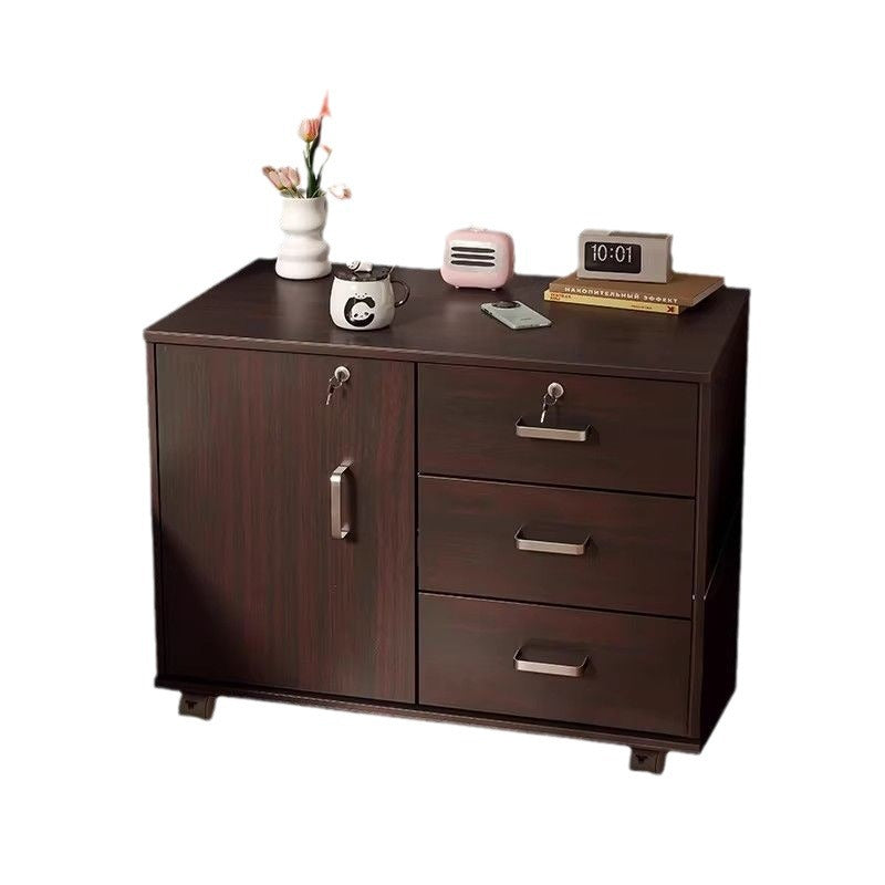 Modern Minimalist Sintered Stone Wood Metal Rectangular Round Side Table 3-Drawer For Living Room
