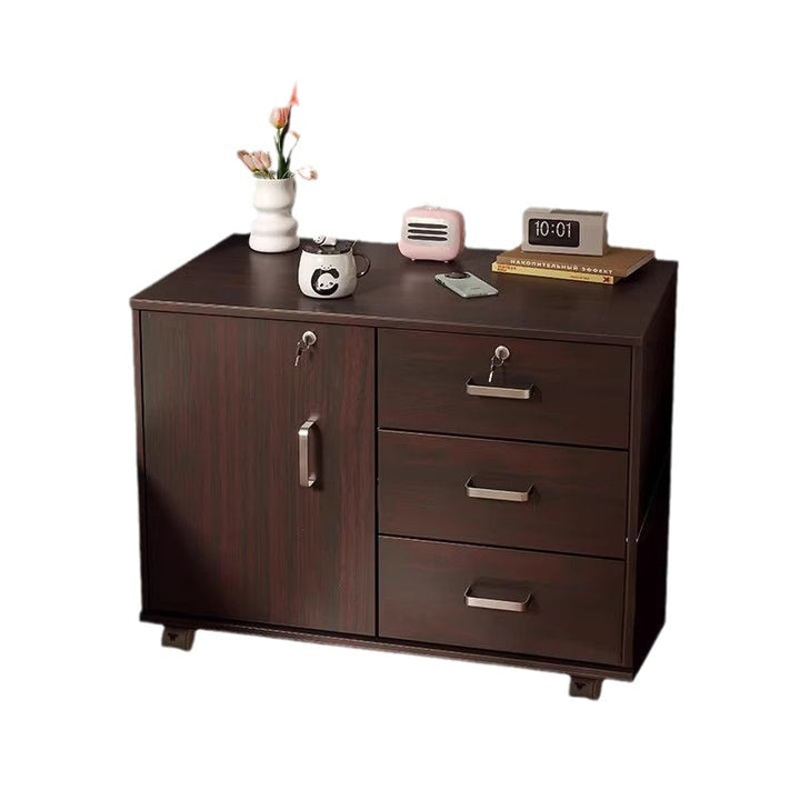 Modern Minimalist Sintered Stone Wood Metal Rectangular Round Side Table 3-Drawer For Living Room