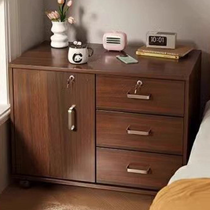 Modern Minimalist Sintered Stone Wood Metal Rectangular Round Side Table 3-Drawer For Living Room