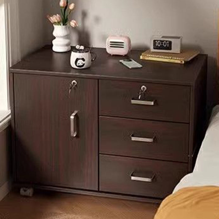Modern Minimalist Sintered Stone Wood Metal Rectangular Round Side Table 3-Drawer For Living Room