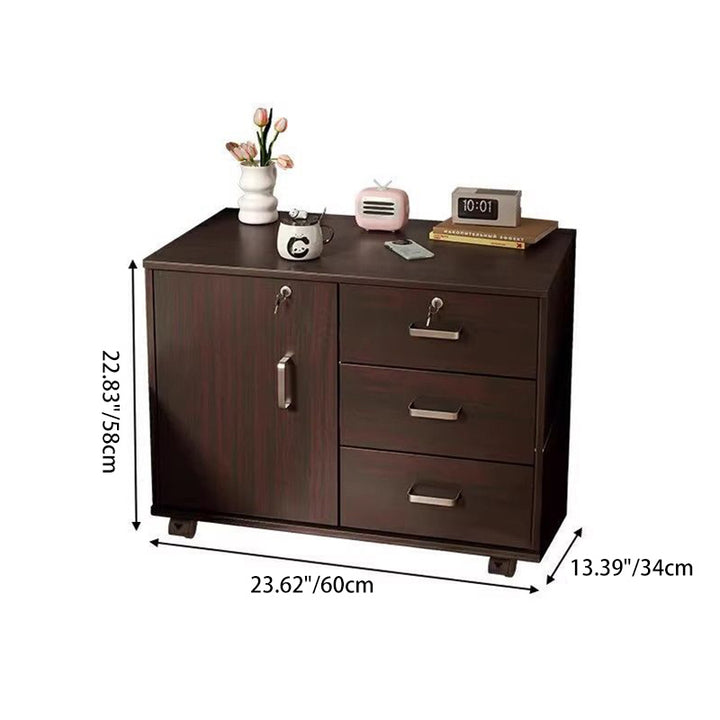 Modern Minimalist Sintered Stone Wood Metal Rectangular Round Side Table 3-Drawer For Living Room