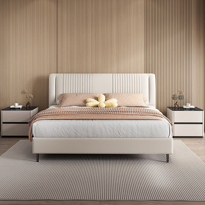 Mesita de noche rectangular redondeada de lujo moderno de vidrio templado de madera maciza de 2 cajones para dormitorio 
