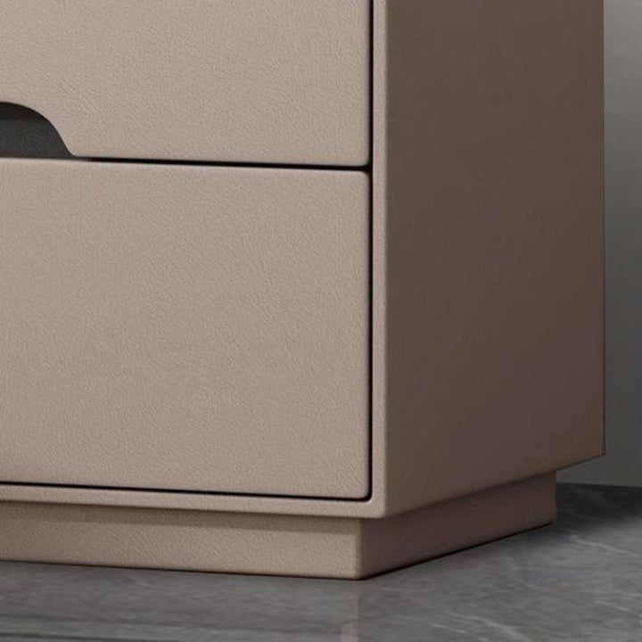 Modern Luxury Sintered Stone Microfiber Leather Solid Wood Rectangular Nightstand 2-Drawer For Bedroom