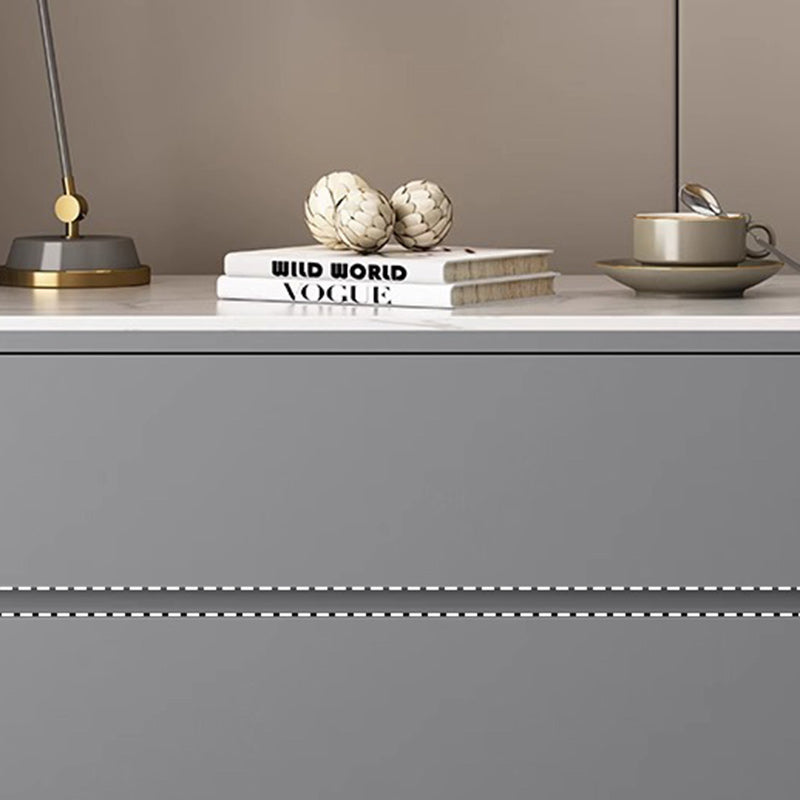 Table de chevet rectangulaire en bois massif minimaliste moderne avec pierre frittée et 2 tiroirs pour chambre 