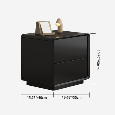 Table de chevet carrée arrondie en bois massif minimaliste moderne à 2 tiroirs pour chambre 
