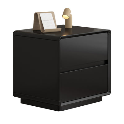Table de chevet carrée arrondie en bois massif minimaliste moderne à 2 tiroirs pour chambre 