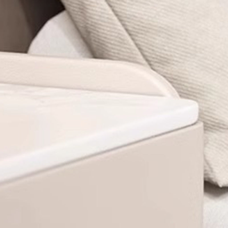 Moderna mesita de noche cilíndrica rectangular de lujo de piedra sinterizada de cuero y madera con 2 cajones para dormitorio 