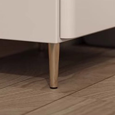 Moderna mesita de noche cilíndrica rectangular de lujo de piedra sinterizada de cuero y madera con 2 cajones para dormitorio 