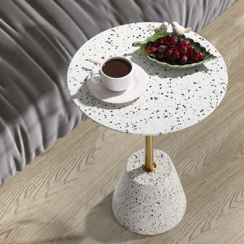 Contemporary Creative Terrazzo Metal Round End Table 1-Tier For Living Room