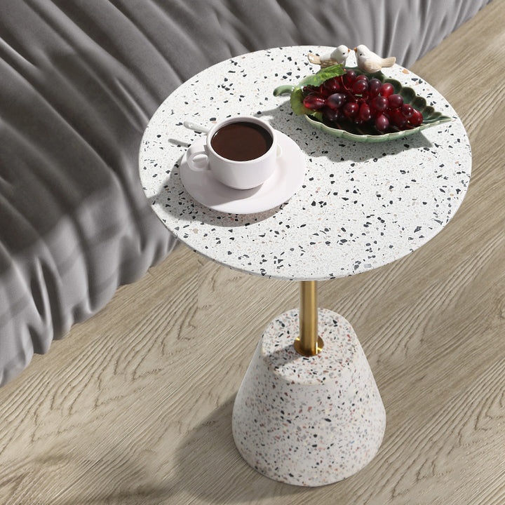 Contemporary Creative Terrazzo Metal Round End Table 1-Tier For Living Room