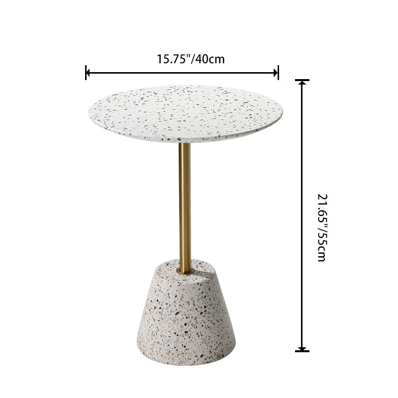 Zeitgenössischer kreativer Terrazzo-Metall-Rundtisch 1-stufig für das Wohnzimmer 