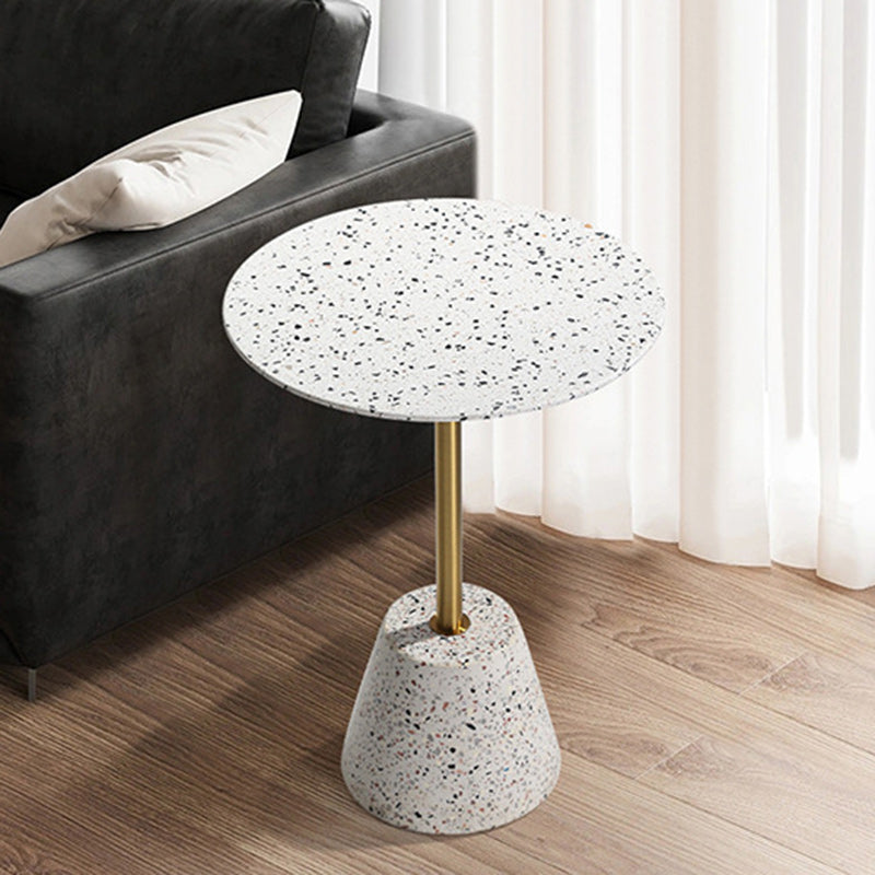 Contemporary Creative Terrazzo Metal Round End Table 1-Tier For Living Room