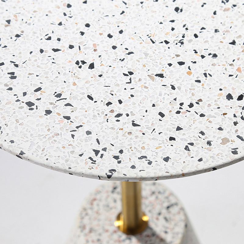 Contemporary Creative Terrazzo Metal Round End Table 1-Tier For Living Room
