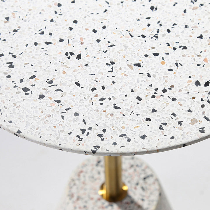 Contemporary Creative Terrazzo Metal Round End Table 1-Tier For Living Room