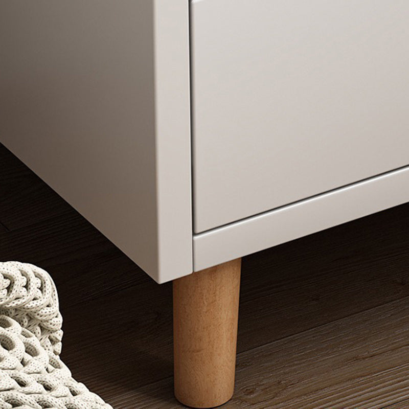 Mesita de noche moderna minimalista de tablero de fibra de densidad media de madera maciza con forma de rectángulo redondeado con 1/2 cajones para dormitorio 