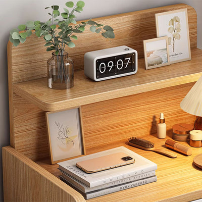 Table de chevet rectangulaire arrondi en bois massif et fibre de densité moyenne minimaliste moderne avec 1/2 tiroirs pour chambre 