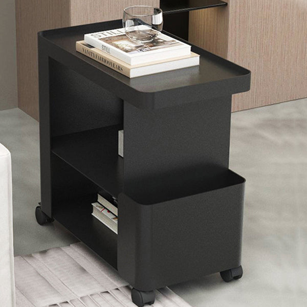 Mesa auxiliar rectangular redondeada de hierro creativo contemporáneo con 3 niveles para sala de estar 