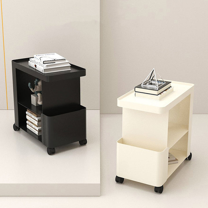 Mesa auxiliar rectangular redondeada de hierro creativo contemporáneo con 3 niveles para sala de estar 
