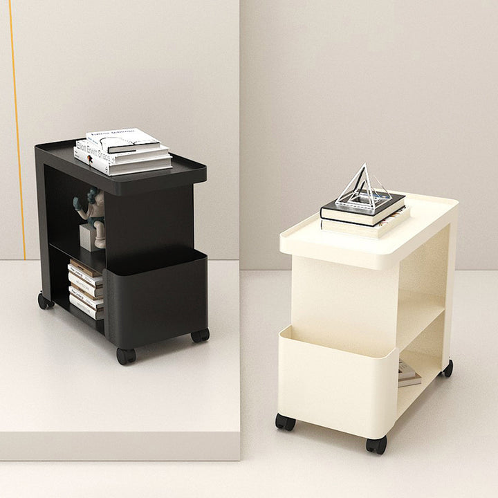 Mesa auxiliar rectangular redondeada de hierro creativo contemporáneo con 3 niveles para sala de estar 
