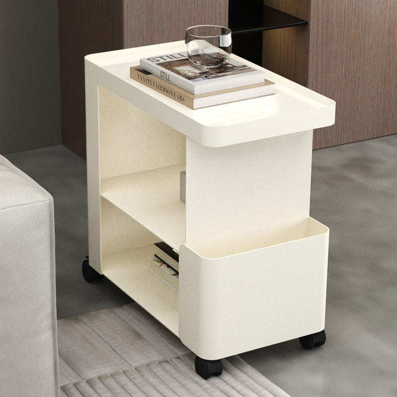 Mesa auxiliar rectangular redondeada de hierro creativo contemporáneo con 3 niveles para sala de estar 