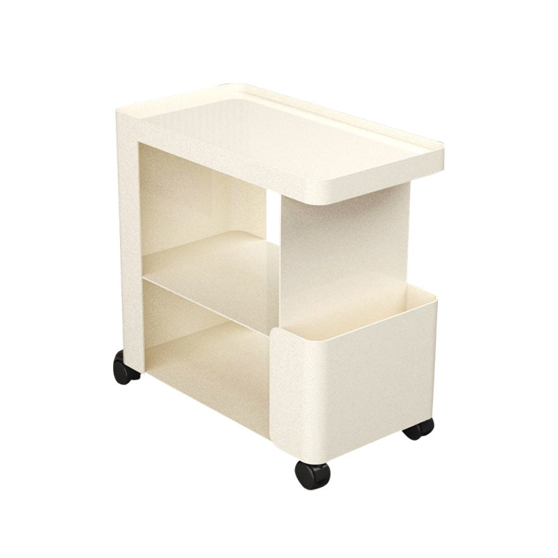 Mesa auxiliar rectangular redondeada de hierro creativo contemporáneo con 3 niveles para sala de estar 