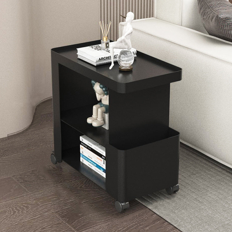 Mesa auxiliar rectangular redondeada de hierro creativo contemporáneo con 3 niveles para sala de estar 