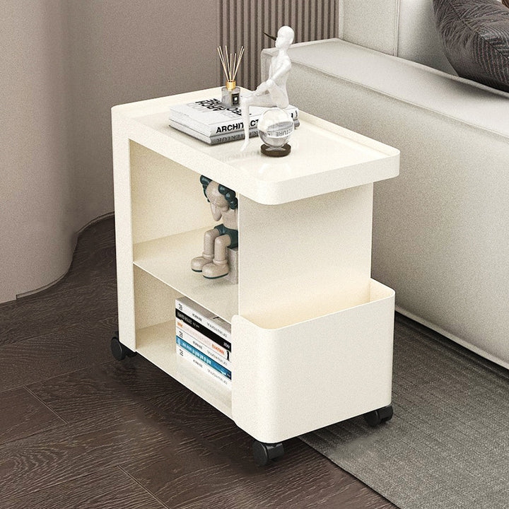 Mesa auxiliar rectangular redondeada de hierro creativo contemporáneo con 3 niveles para sala de estar 