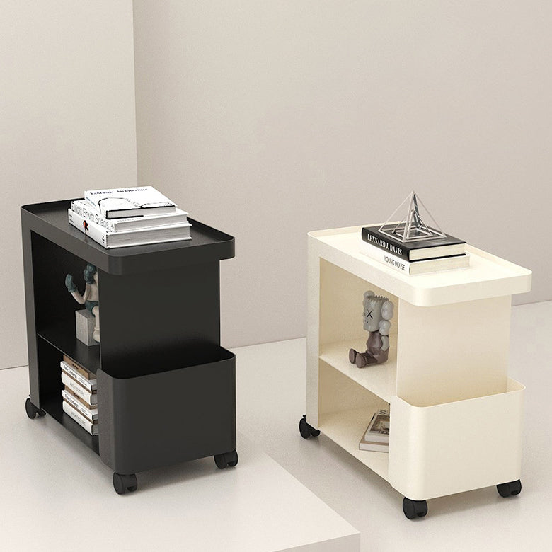 Mesa auxiliar rectangular redondeada de hierro creativo contemporáneo con 3 niveles para sala de estar 