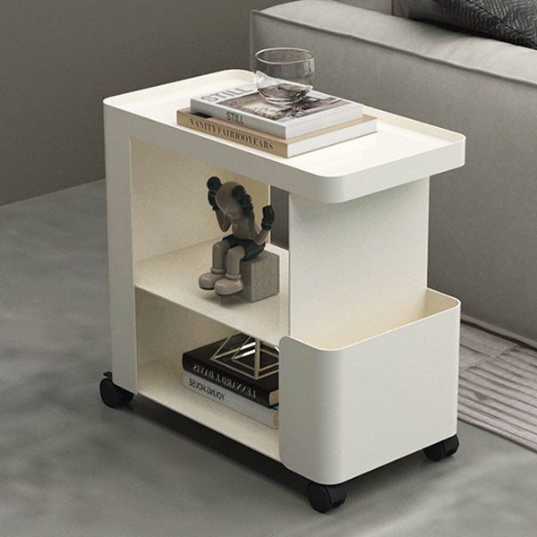 Mesa auxiliar rectangular redondeada de hierro creativo contemporáneo con 3 niveles para sala de estar 