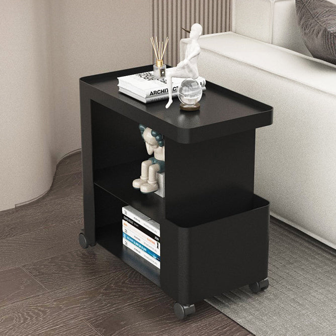Mesa auxiliar rectangular redondeada de hierro creativo contemporáneo con 3 niveles para sala de estar 
