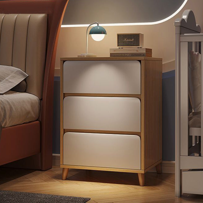 Mesita de noche cuadrada de cilindro de madera maciza de fibra de densidad media minimalista moderna con 1/2/3 cajones para dormitorio 