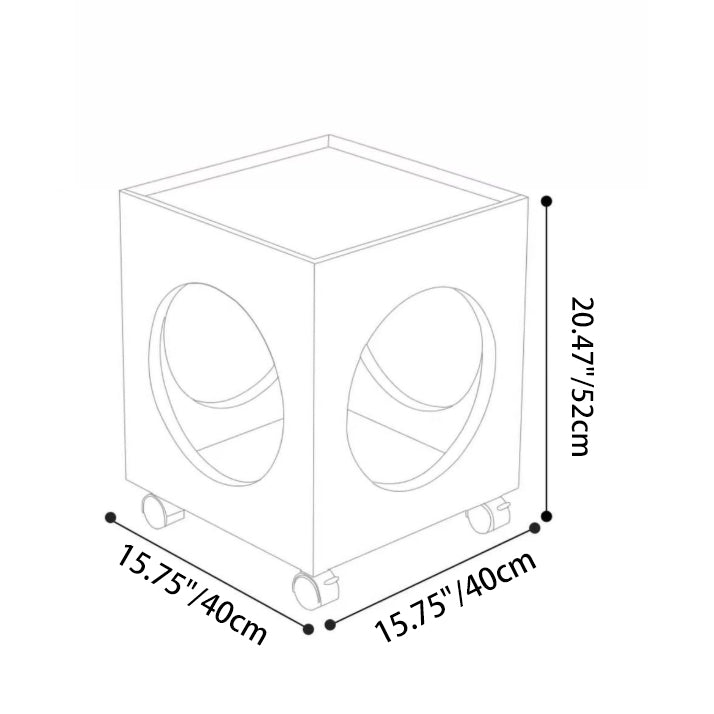 Contemporary Creative Tempered Glass Solid Wood Hollow Square End Table With 2-Tiers For Living Room
