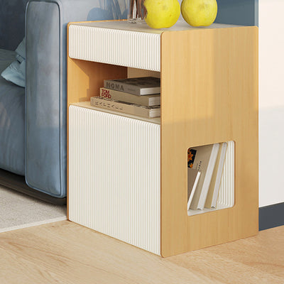 Table de chevet rectangulaire en papier kraft créatif contemporain en bois PS avec 2 niveaux pour chambre 