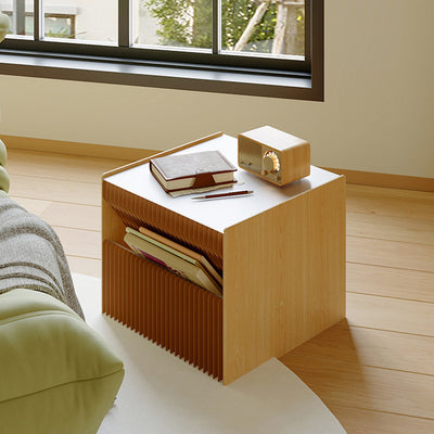 Table de chevet rectangulaire en papier kraft créatif contemporain en bois PS avec 2 niveaux pour chambre 