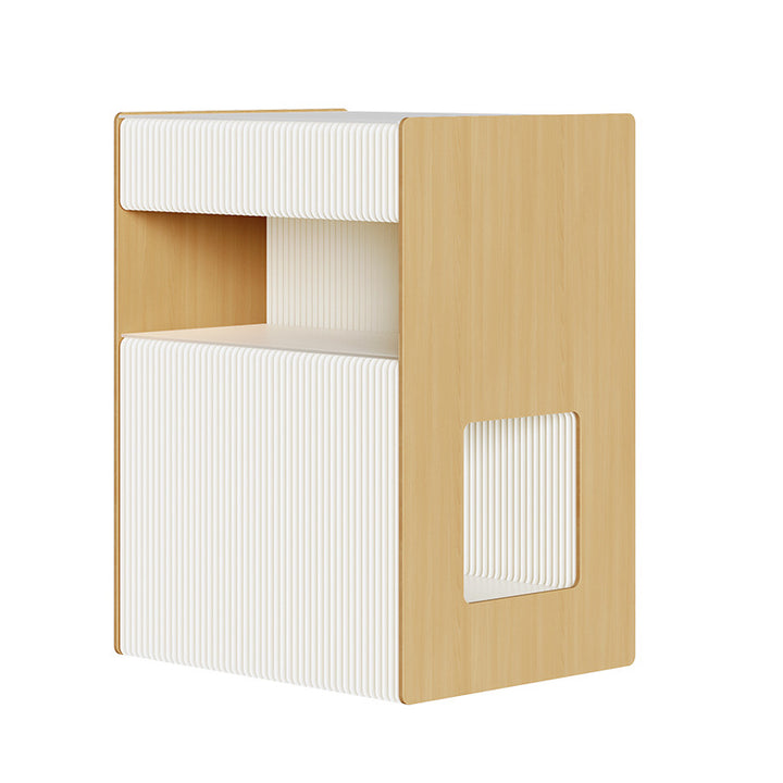 Table de chevet rectangulaire en papier kraft créatif contemporain en bois PS avec 2 niveaux pour chambre 