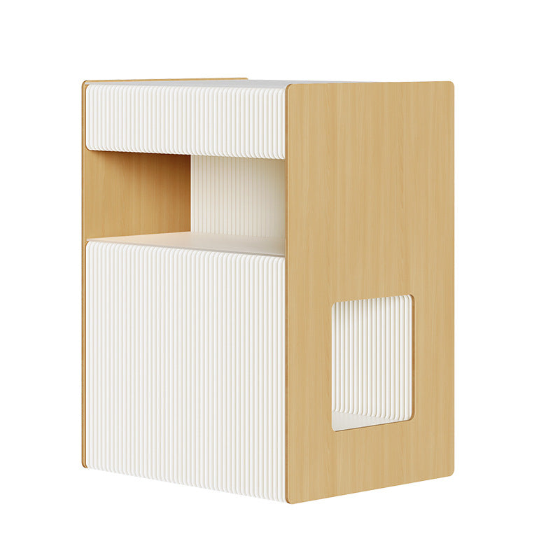 Table de chevet rectangulaire en papier kraft créatif contemporain en bois PS avec 2 niveaux pour chambre 