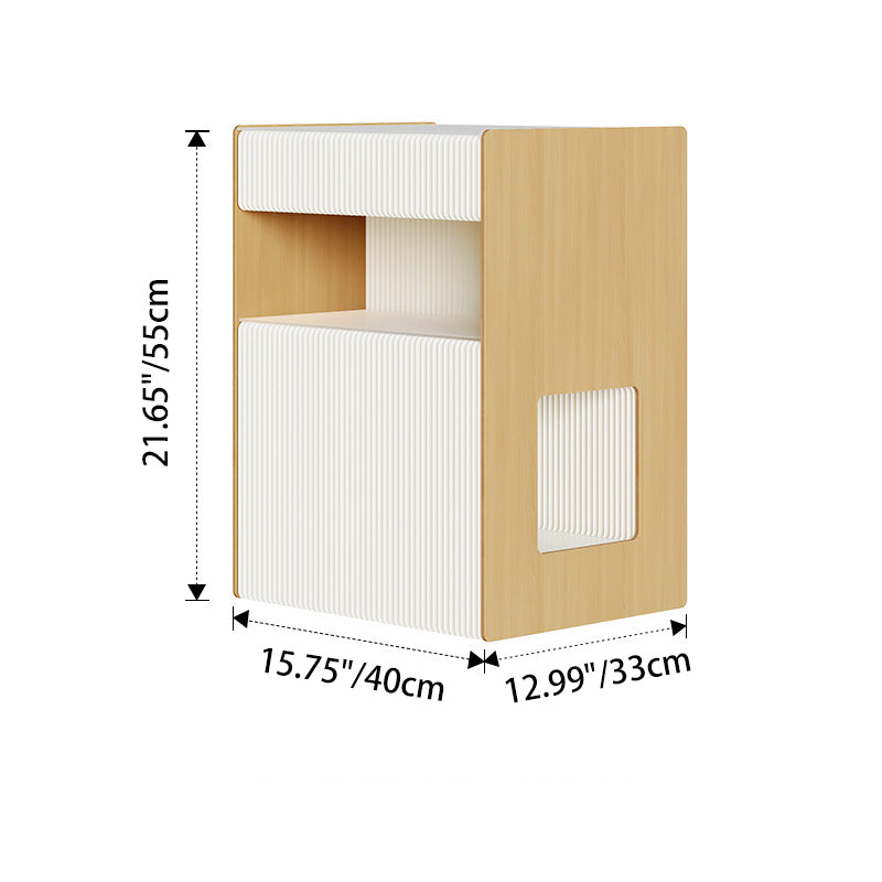 Table de chevet rectangulaire en papier kraft créatif contemporain en bois PS avec 2 niveaux pour chambre 