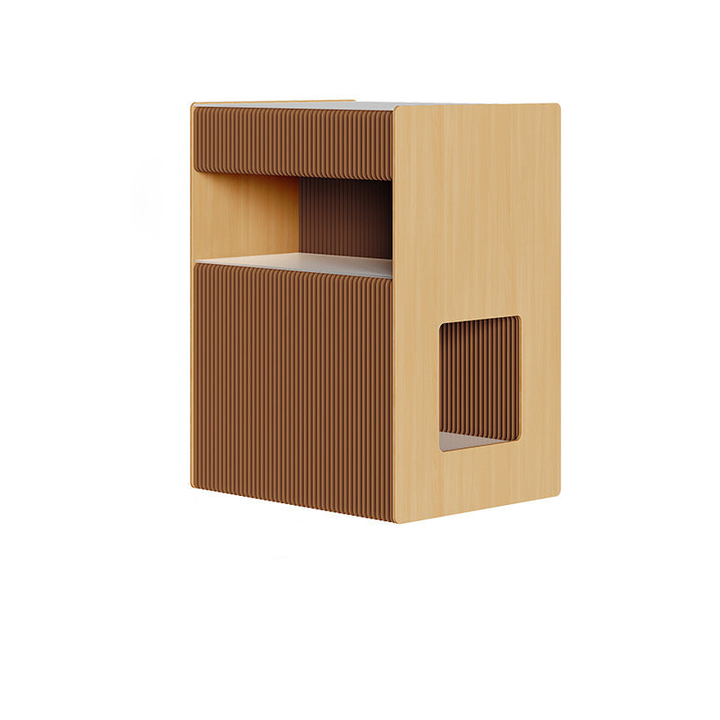 Table de chevet rectangulaire en papier kraft créatif contemporain en bois PS avec 2 niveaux pour chambre 