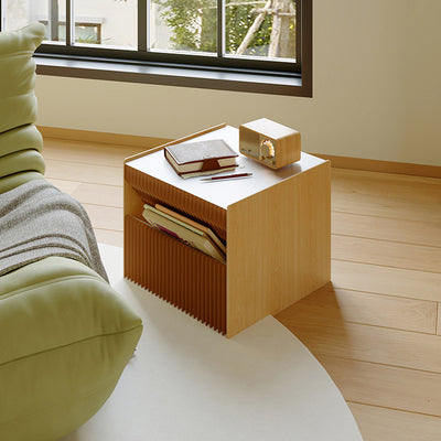 Table de chevet rectangulaire en papier kraft créatif contemporain en bois PS avec 2 niveaux pour chambre 
