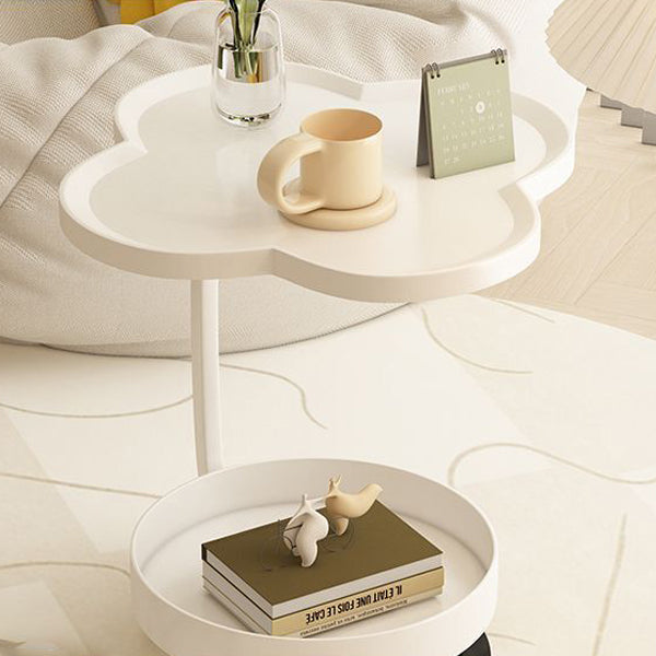 Modern Minimalist PP Iron Floral C-Shaped End Table 2-Tier For Living Room