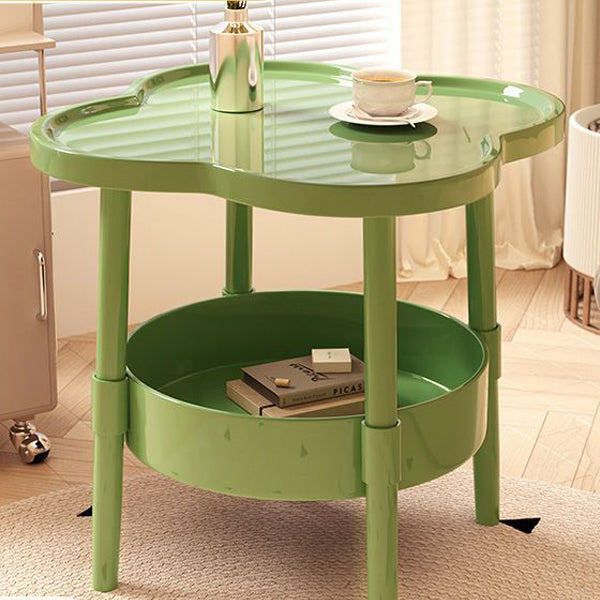 Moderner minimalistischer PP-Kohlenstoffstahl Blumen C-förmiger Beistelltisch 2-stufig für das Wohnzimmer 