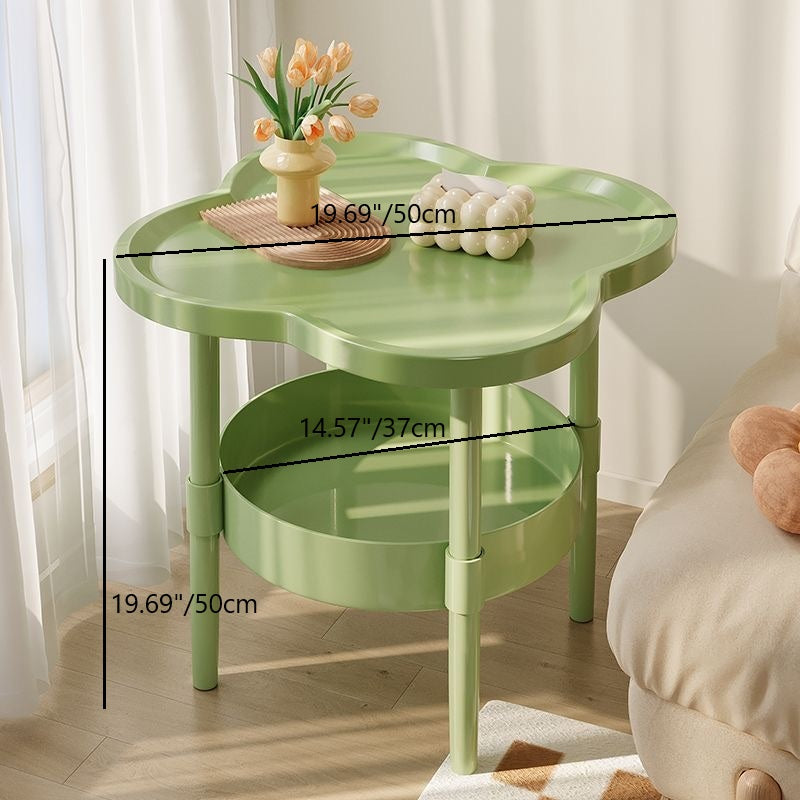 Moderner minimalistischer PP-Kohlenstoffstahl Blumen C-förmiger Beistelltisch 2-stufig für das Wohnzimmer 