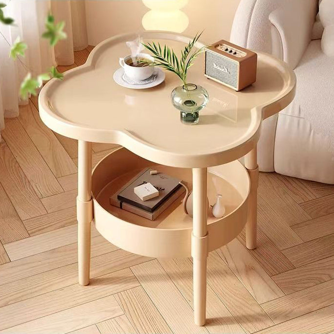 Mesa auxiliar en C de 2 niveles, floral, de hierro y PP, minimalista moderna, para sala de estar 