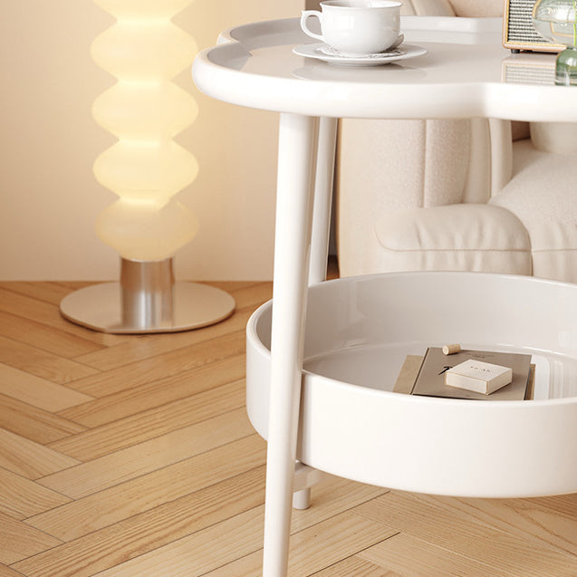 Modern Minimalist PP Iron Floral C-Shaped End Table 2-Tier For Living Room