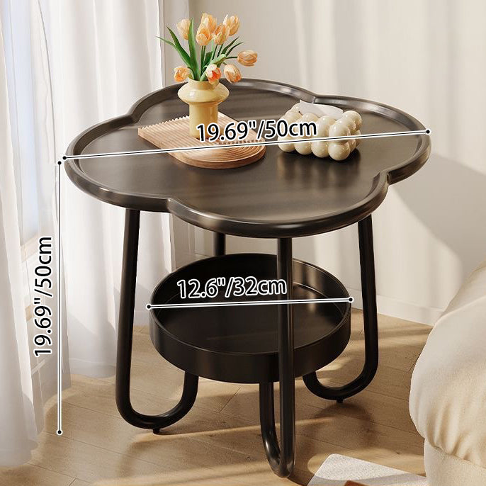 Zeitgenössischer kreativer PP Kohlenstoffstahl Blumenförmiger gebogener Endtisch 2-stufig für Wohnzimmer 